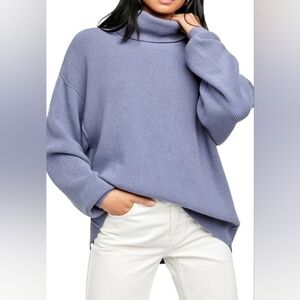 Free People Softly Structured Cowl Neck Oversized Tunic Sweater In Cloud